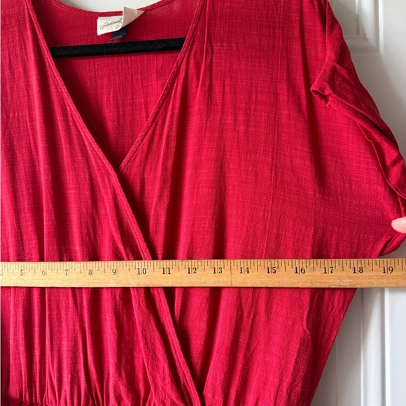 🎯50% OFF! Universal Thread Red Cotton Blend Faux Wrap Midi Dress - Picture 3 of 4